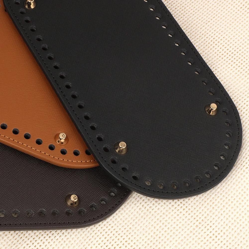 25x12cm Oval Genuine Leather Bag Bottom Solid Color Handmade Crochet Bag Bottoms For DIY Durable Knitted Bag Part Accessories