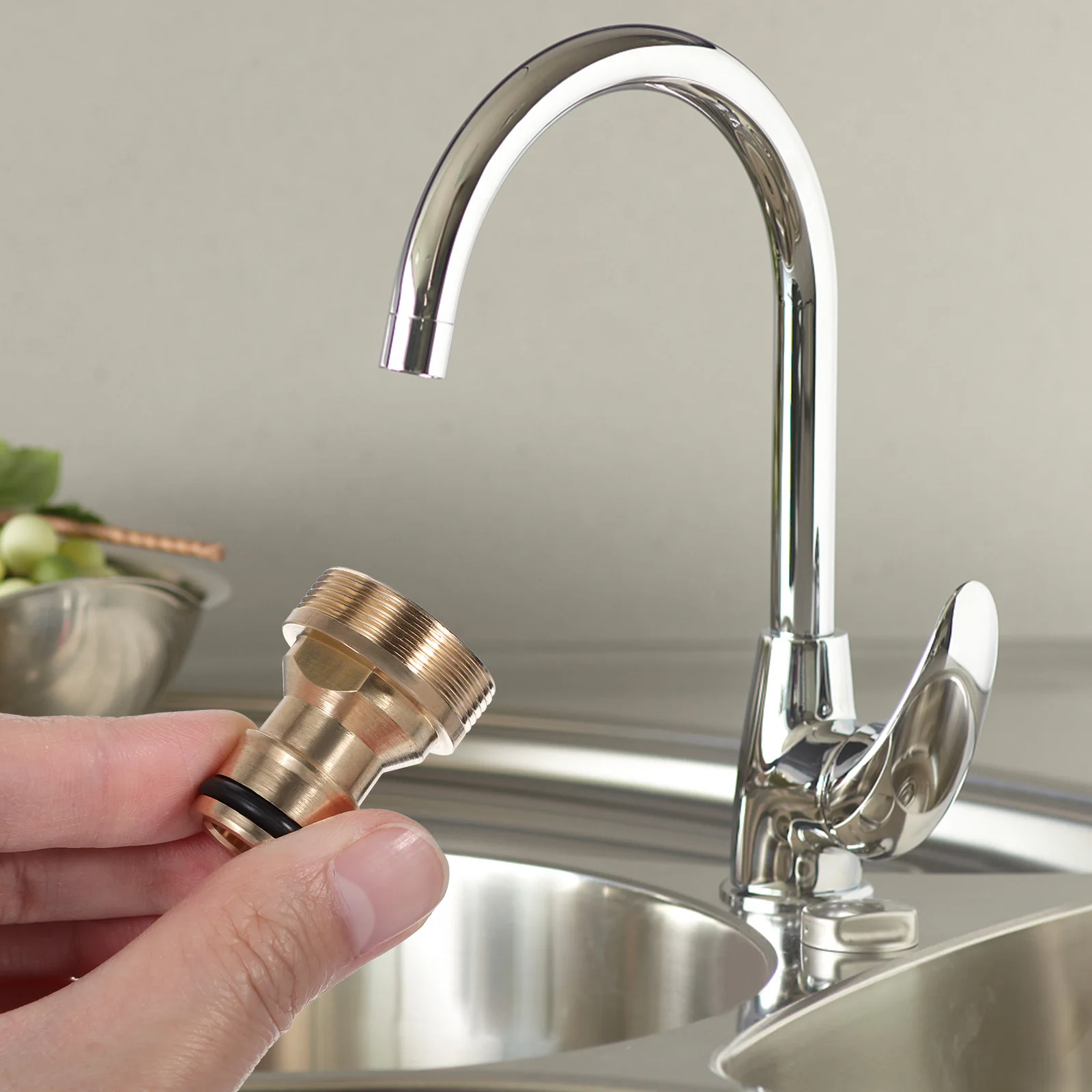 

2Pcs Copper Universal Tap Adapter Fast Comfortable Connection Suitable for All Kinds of Basins and Watering Devices
