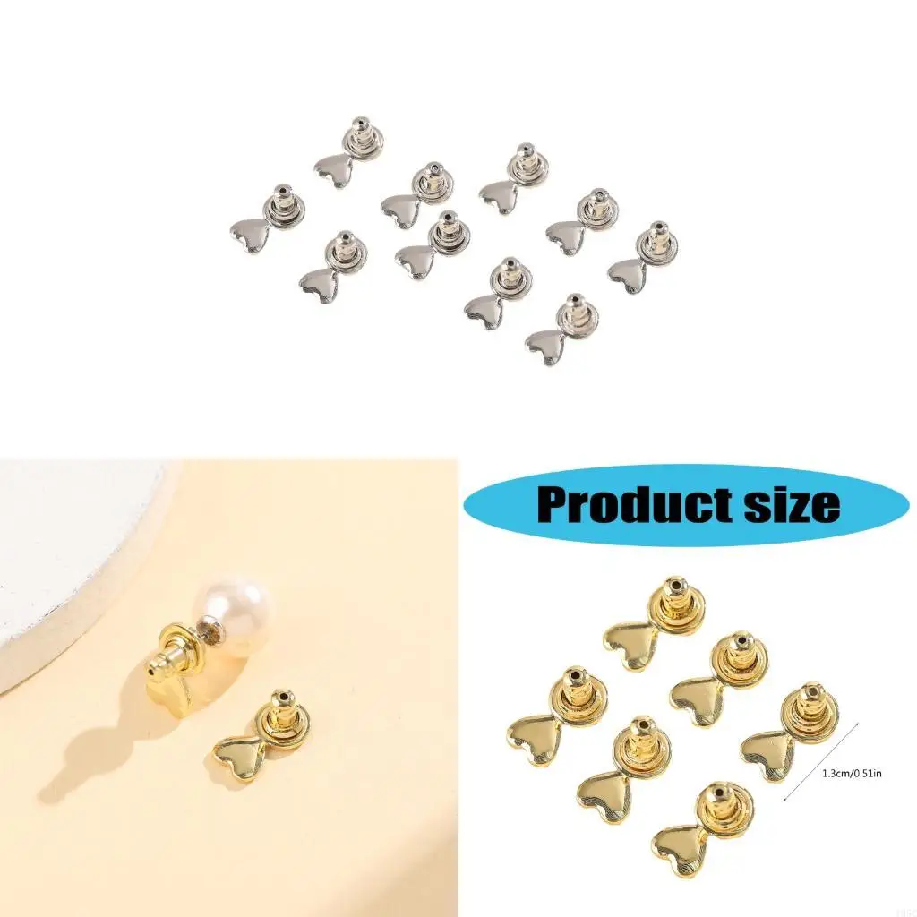 195C Premium Heart Earring Backings Sweat Resistant Fadeless Comfort Wear Jewelry Accessory Set For Women And Girls