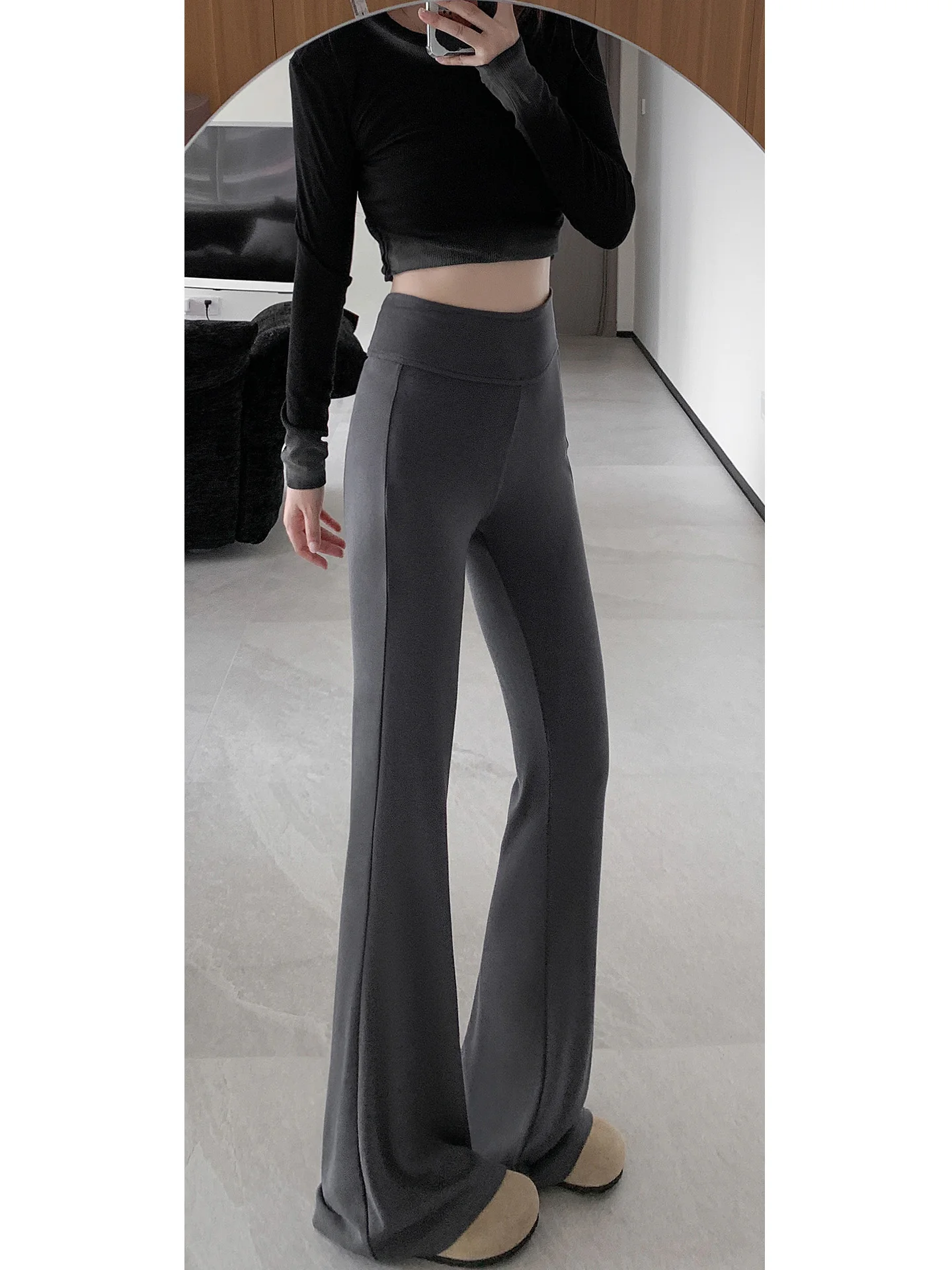 ay Pantaloni sportivi casual dimagranti elasticizzati a vita alta Pantaloni da yoga da donna Micro svasati nascosti comodi sportivi