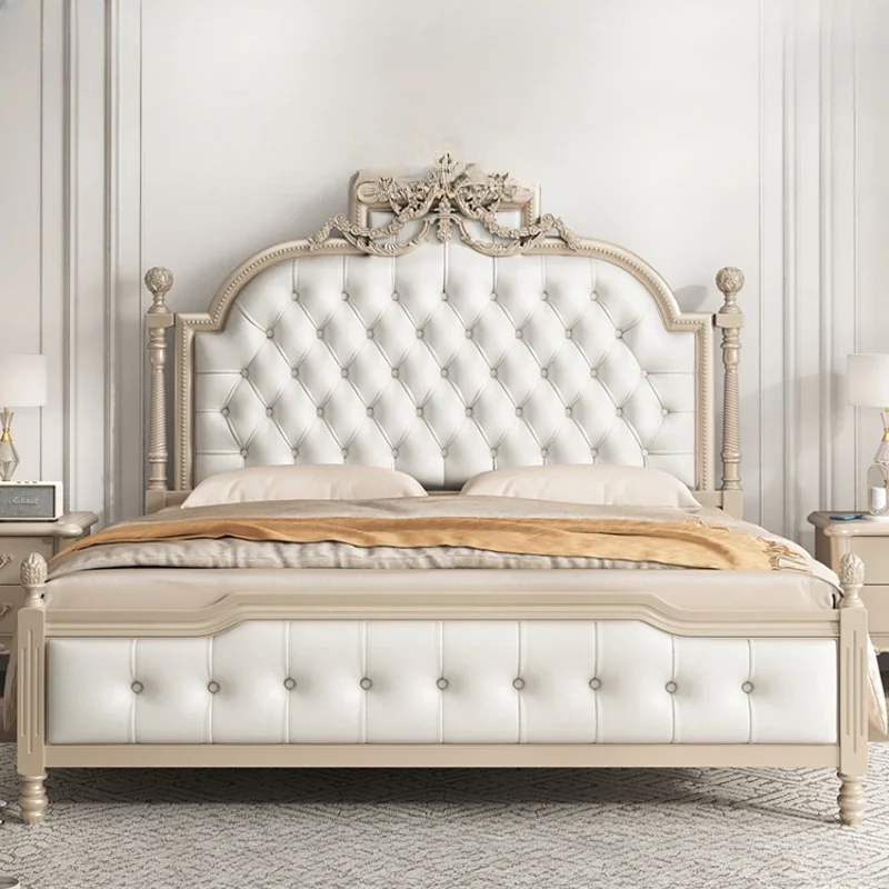 

French luxury solid wood bed, European modern minimalist master bedroom, luxurious princess bed, American double 1.8-meter