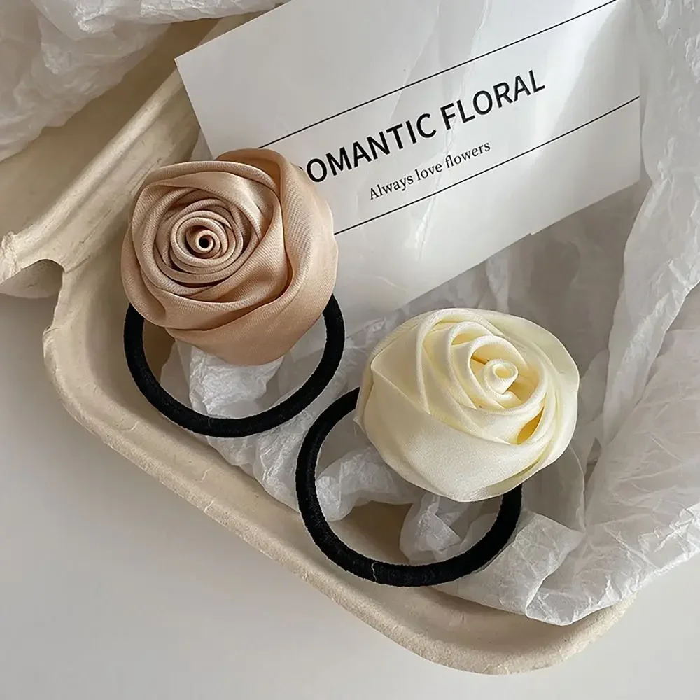 1 szt. Słodka Okrągła Gumka do Włosów z Różą Elastyczne Gumki do Włosów Gumka Elegancka Dla Kobiet Dziewczyn Pleciona Ozdoba do Włosów Akcesoria do Włosów