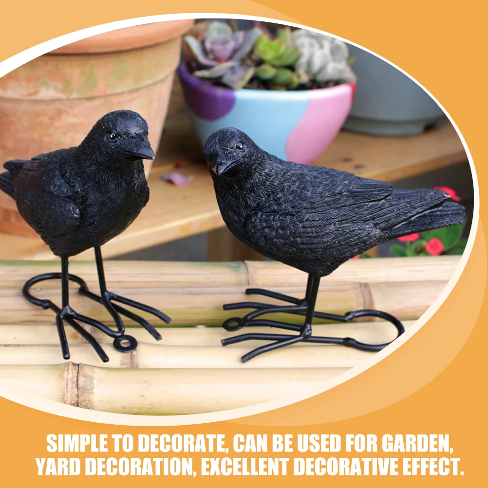 

2Pcs Halloween Crow Figurine Simulated Realistic Garden Statue Yard nament Party Decoration Haunted House Prop Festival Craft