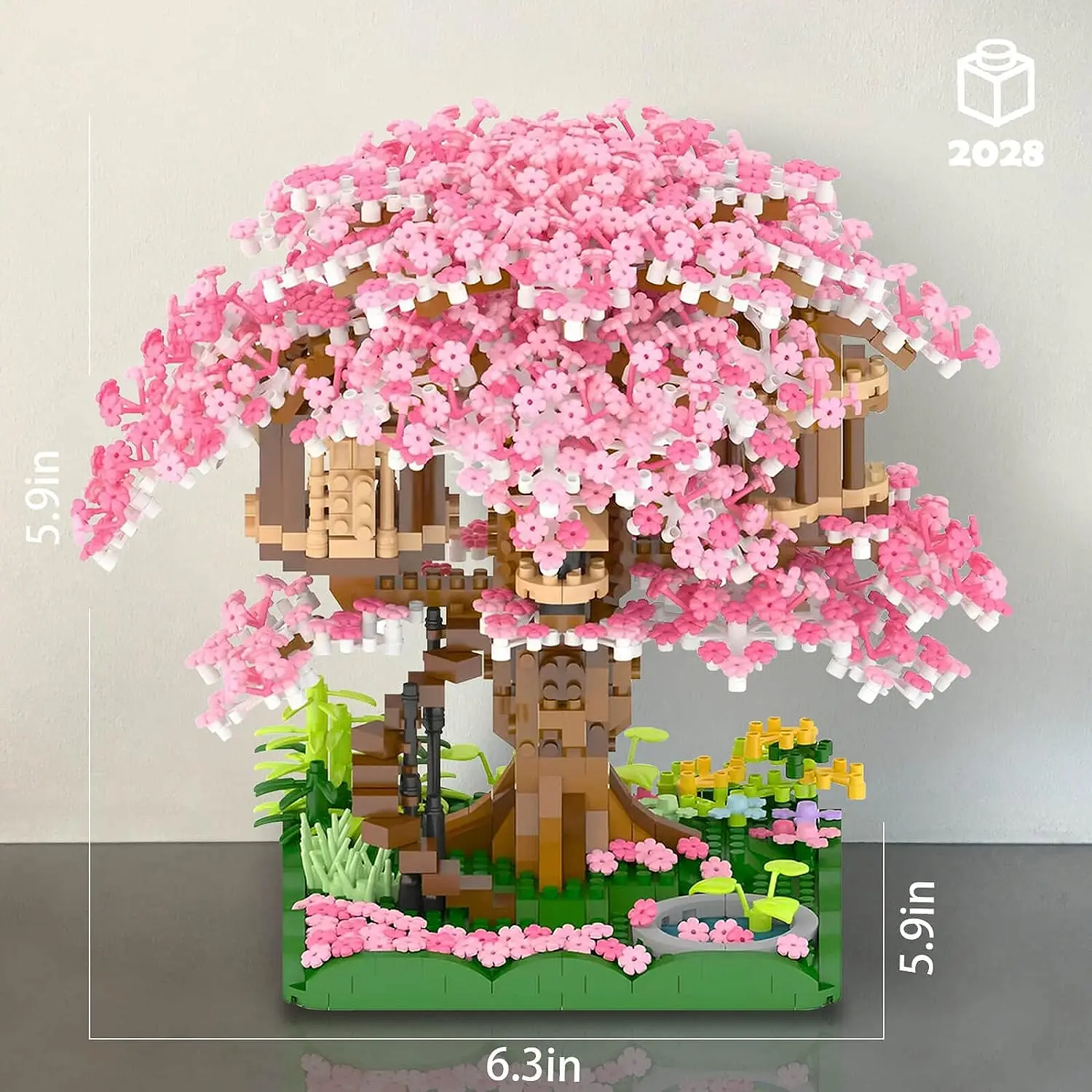 Mini Sakura Tree House Bonsai Tree Building Set Adult DIY Building Model Pink Home Decoration Children\'s Toy Gift