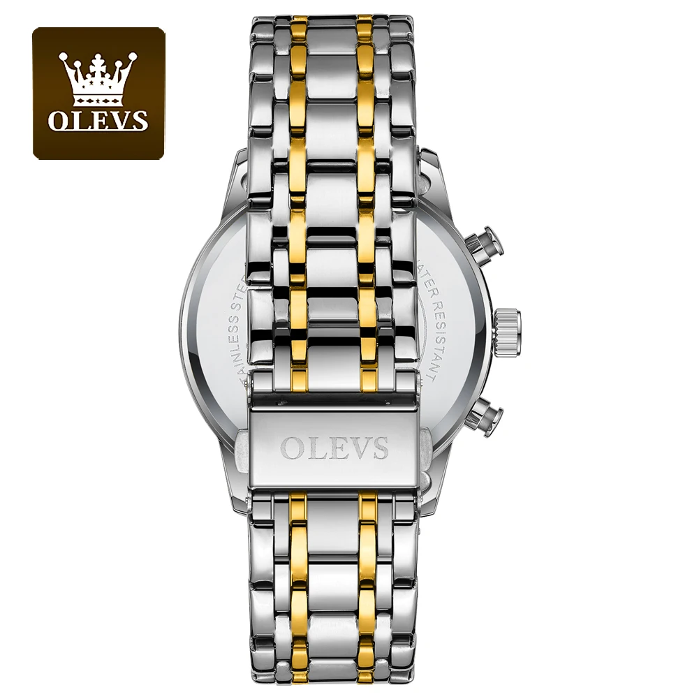 OLEVS TY709 Men\'s Watches Classics Three Small Dial Waterproof Stainless Steel Luminous Fashion Original Quartz Watch for Man