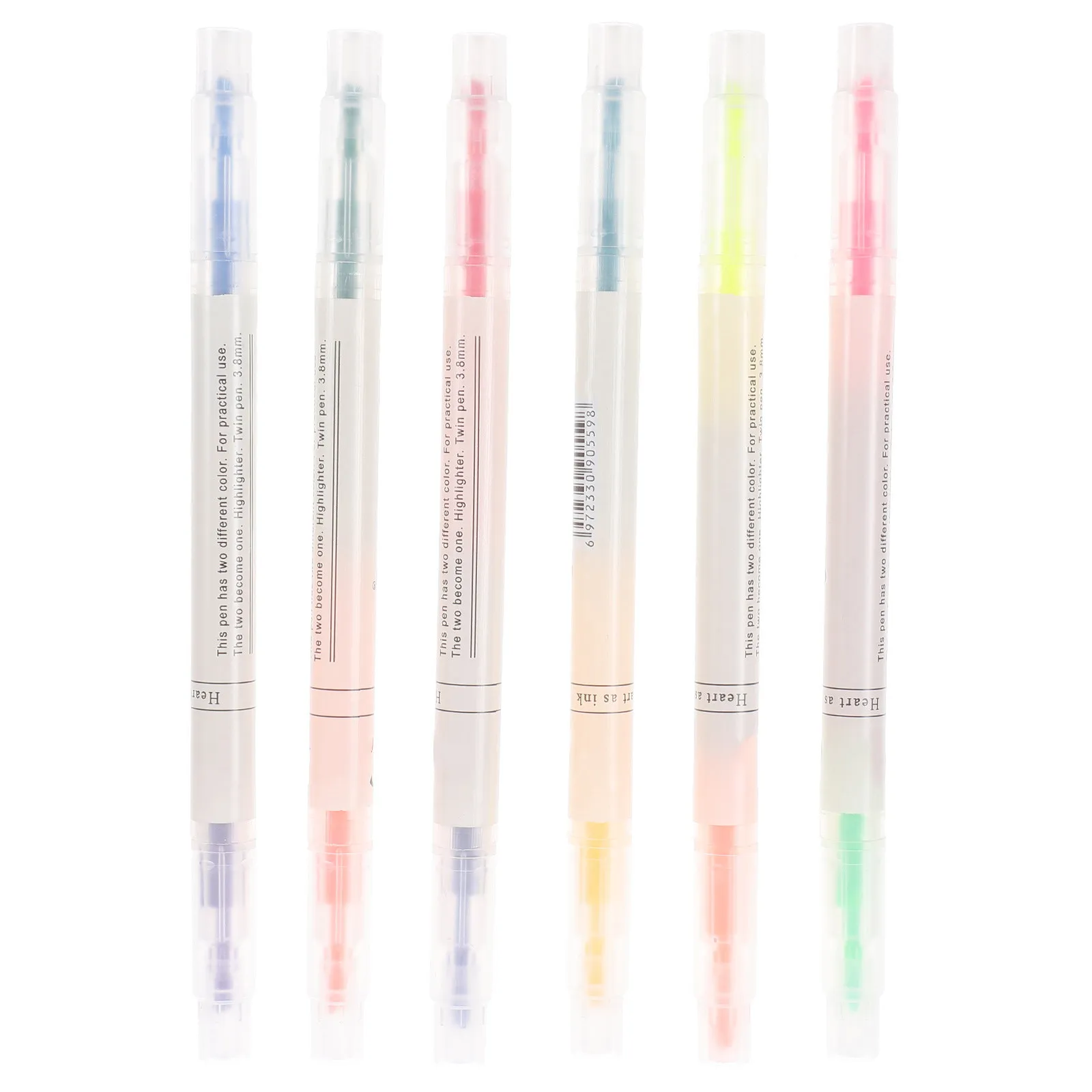 6Pcs Highlighters Assorted Colors Compact Student Markers School Supplies Portable Multi-Function Scrapbook Pen Daily