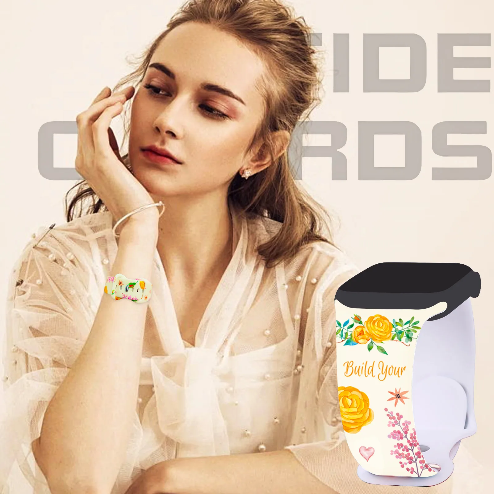 

Watercolor Flowers and plantsBand for Apple Watch 10 9 8 7 Silicone Strap Replaceable Bracelet Watchband for iWatch 42mm 38mm