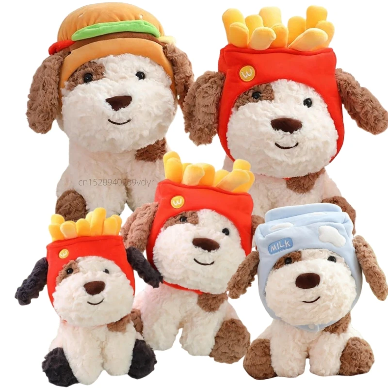 Snack Spotted Dog Doll Super Soft Dolls Hamburger With French Fries Plush Cartoon Cow Pillow Toys For Girls Boys Birthday Gifts