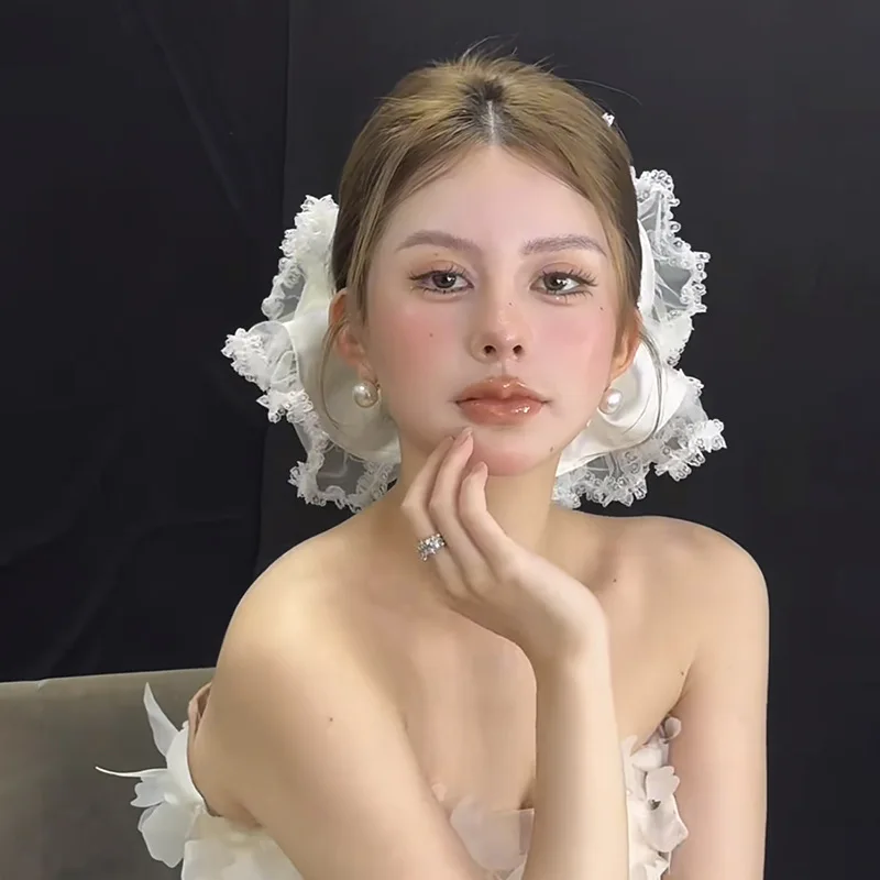 Sweet Large Intestine Hair Band Korean Super Fairy Lace Bridal Headdress Mori Bridal Wedding Hair Accessories