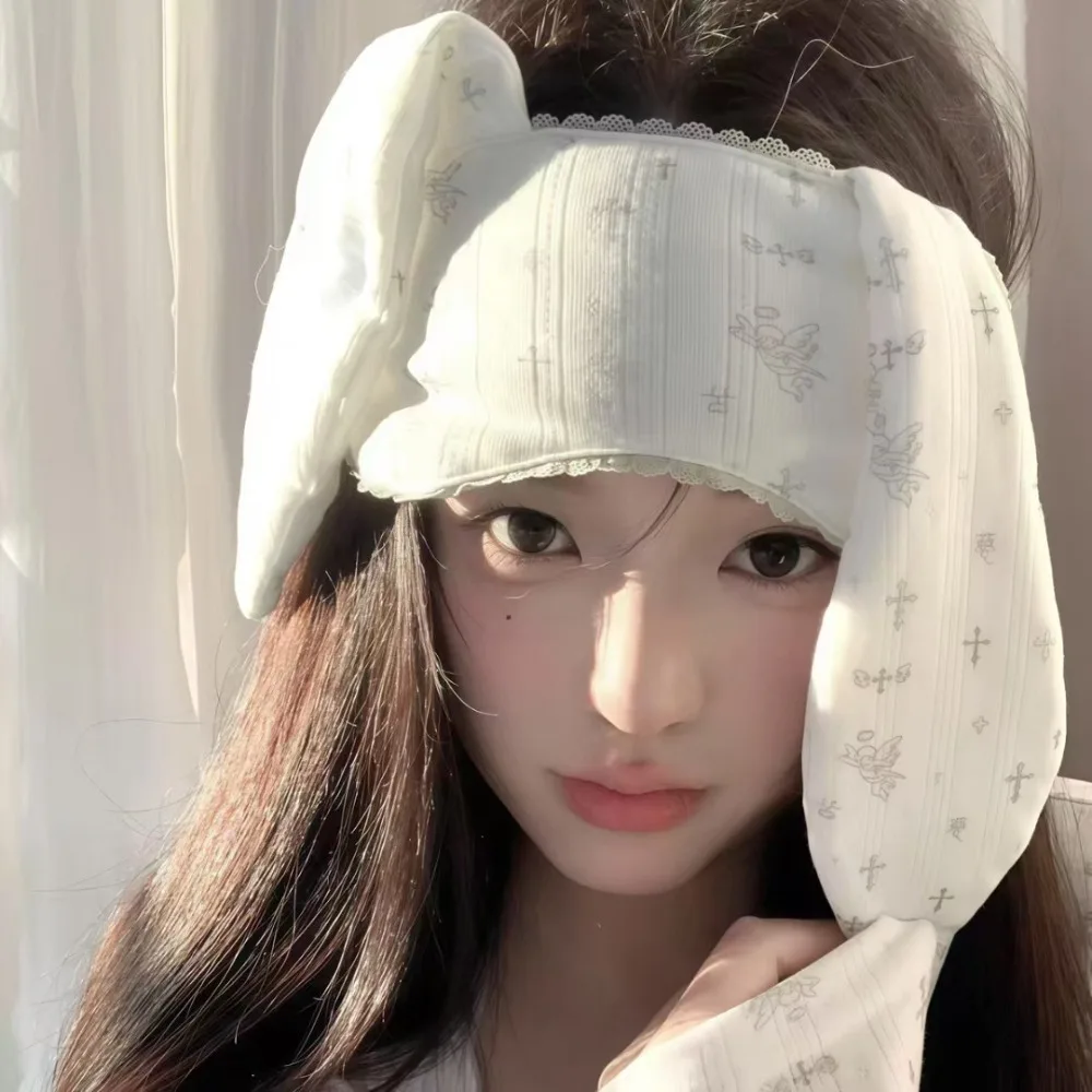 

Unique Stretchy Lop Ear Rabbit Headband Soft Cartoon Bunnies Eye Shade Sweet Kawaii Rabbit Blindfold Girls