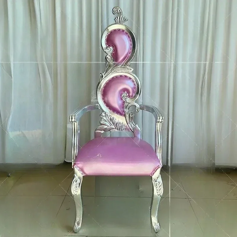 X Neoclassical European Style Dining Chair Solid Wood Wedding Banquet Chair Image Chair High Backrest