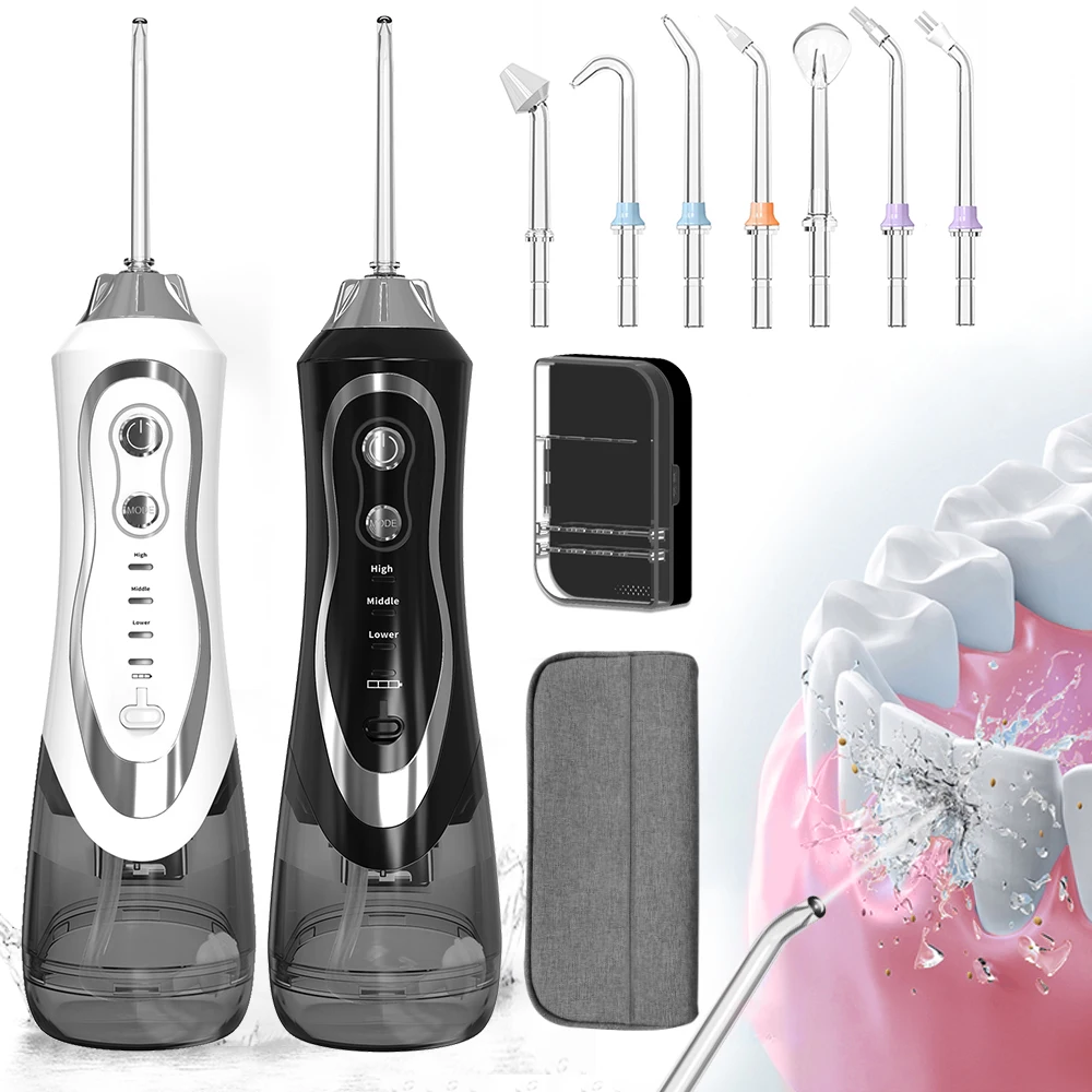 

Oral Irrigator USB Rechargeable Water Flosser Portable Dental Water Jet 300ML Water Tank Waterproof Teeth Cleaner