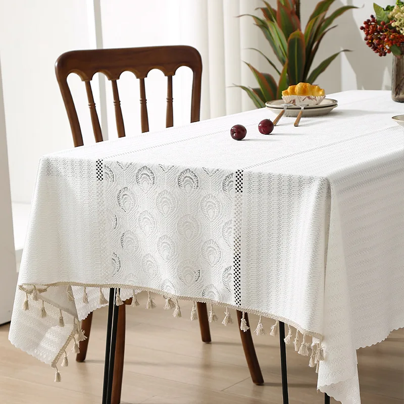 French Style Thickened Jacquard Lace Tablecloth, Rectangular Dining Table Cloth, Home Use Fabric Table Cover