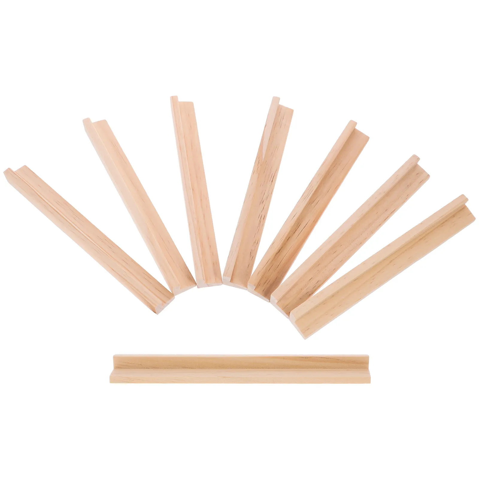 8Pcs Wooden Displaying Base for Domino Tiles and Letter Cards Free Hands Gaming Rack Ideal for Kids and Arthritis Patients