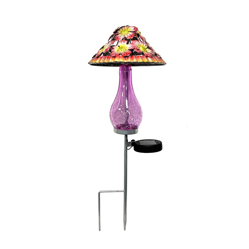 20in Solar Powered Ground Light with Mushroom Appearance for Garden and Yard Decoration in Blue Red Purple Shades