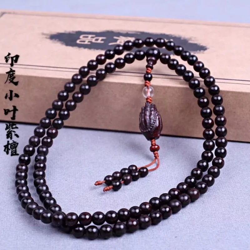 

Indian small-leaf rosewood old material 0.6mm prayer 108 beads Buddhist bracelet couple's style decorative item sweater ch