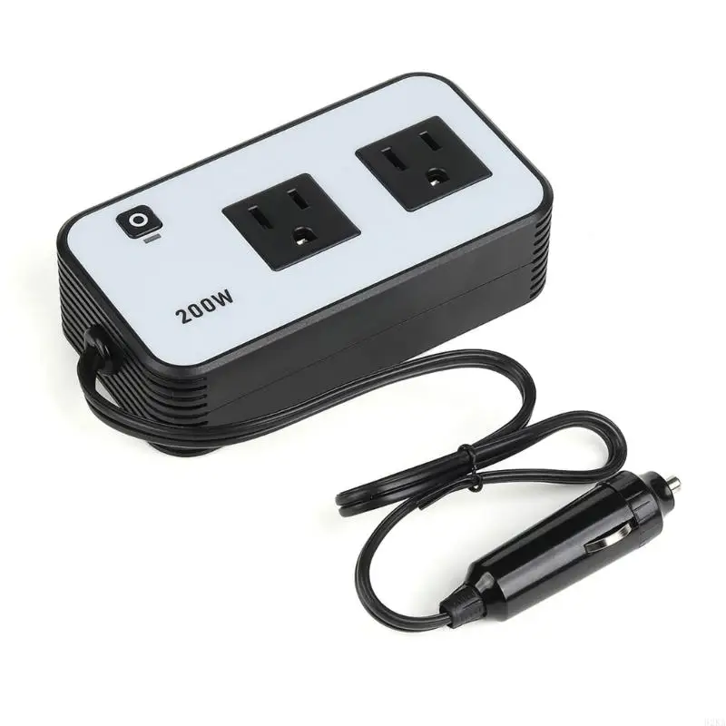 62KA Компактный автомобильный инверторный адаптер питания мощностью 200 Вт Порт USB C для эффективной зарядки, легкий автомобильный инвертор USB-порт 200 Вт 110 В