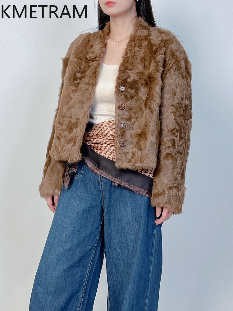 Natural Xiaohu Wool Sheepskin Double Faced Fur Jacket Women Luxury Short Real Fur Coat Winter Woman Clothing 2025 шуба женская