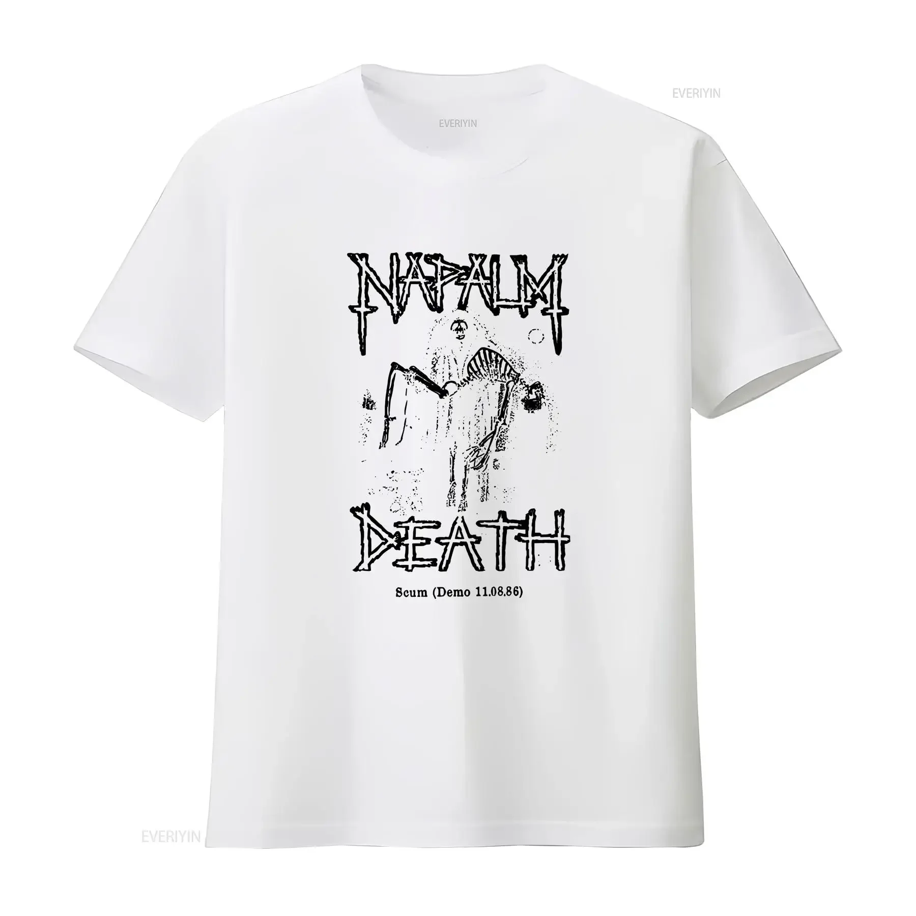 

Napalm Death Scum Demo T shirt WHITE all sizes S 5XL long sleeves vintage Washed Stretched graphic Top For Everyday Wear