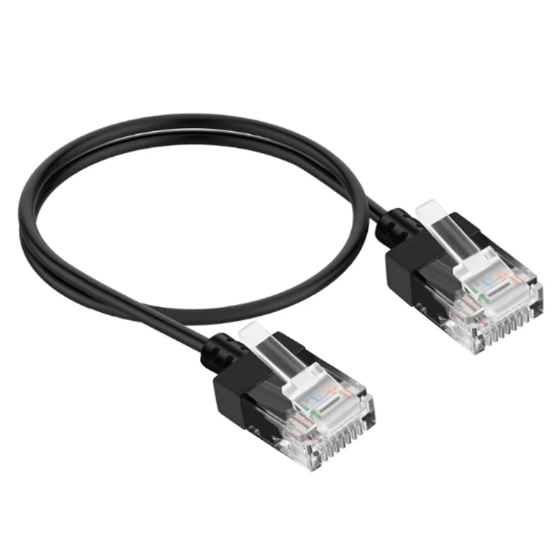 Cat6 Ethernet Patch Cable - Ultra Slim UTP 30AWG Stranded Copper Molded Boot PVC Jacket Black