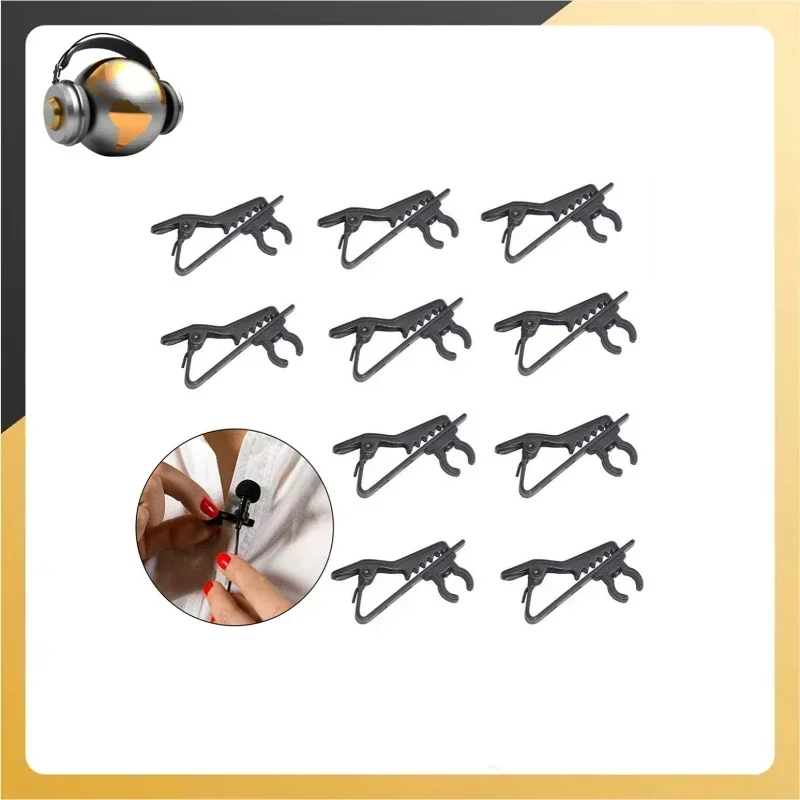 10pcs Universal Lavalier Mic Clip Lapel Collar Clothes Tie Lightweight Microphone Clamp Metal Holder Mini Mic Support Clip Kit