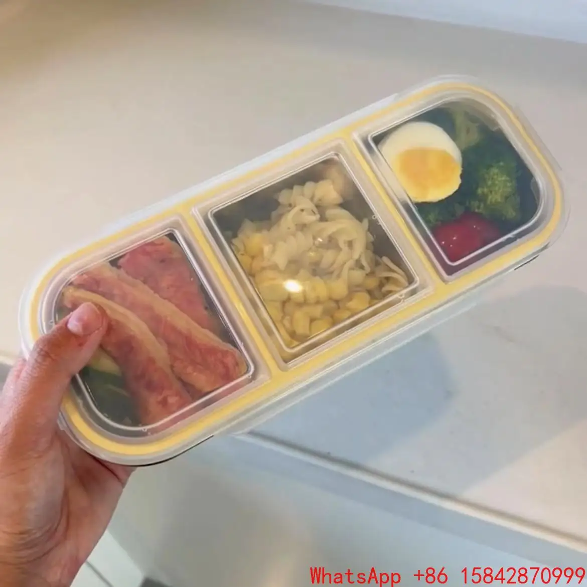 

Microwave oven heated stainless steel sub-packed bento box