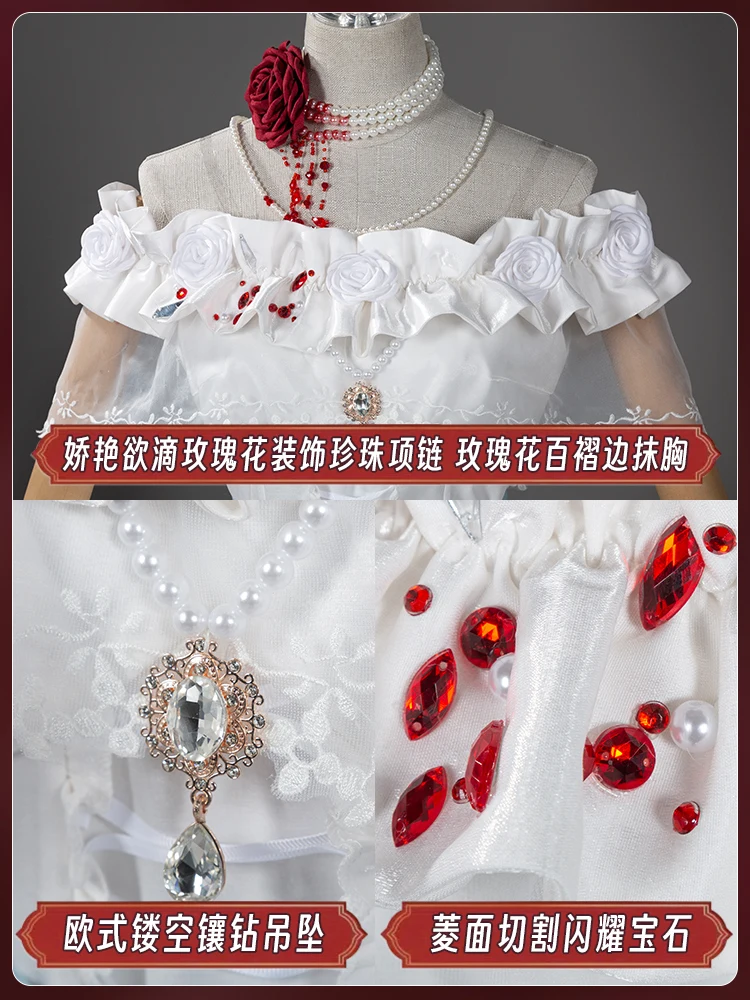 Game Identity V Bloody Queen False Hope Mary Costume Wig Mary Neacklace Dress Uniform Halloween Party Props For Women Girls