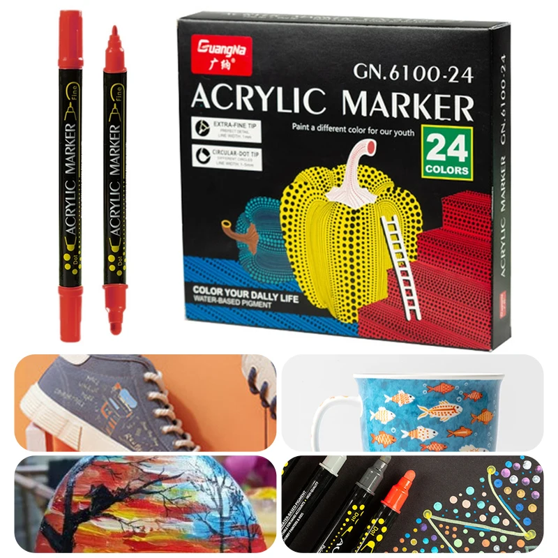 36 Colors Acrylic Paint Pens Brush Marker Pen for Rock Painting, Stone, Ceramic, Glass, Wood, Canvas ,DIY Art Making Supplies