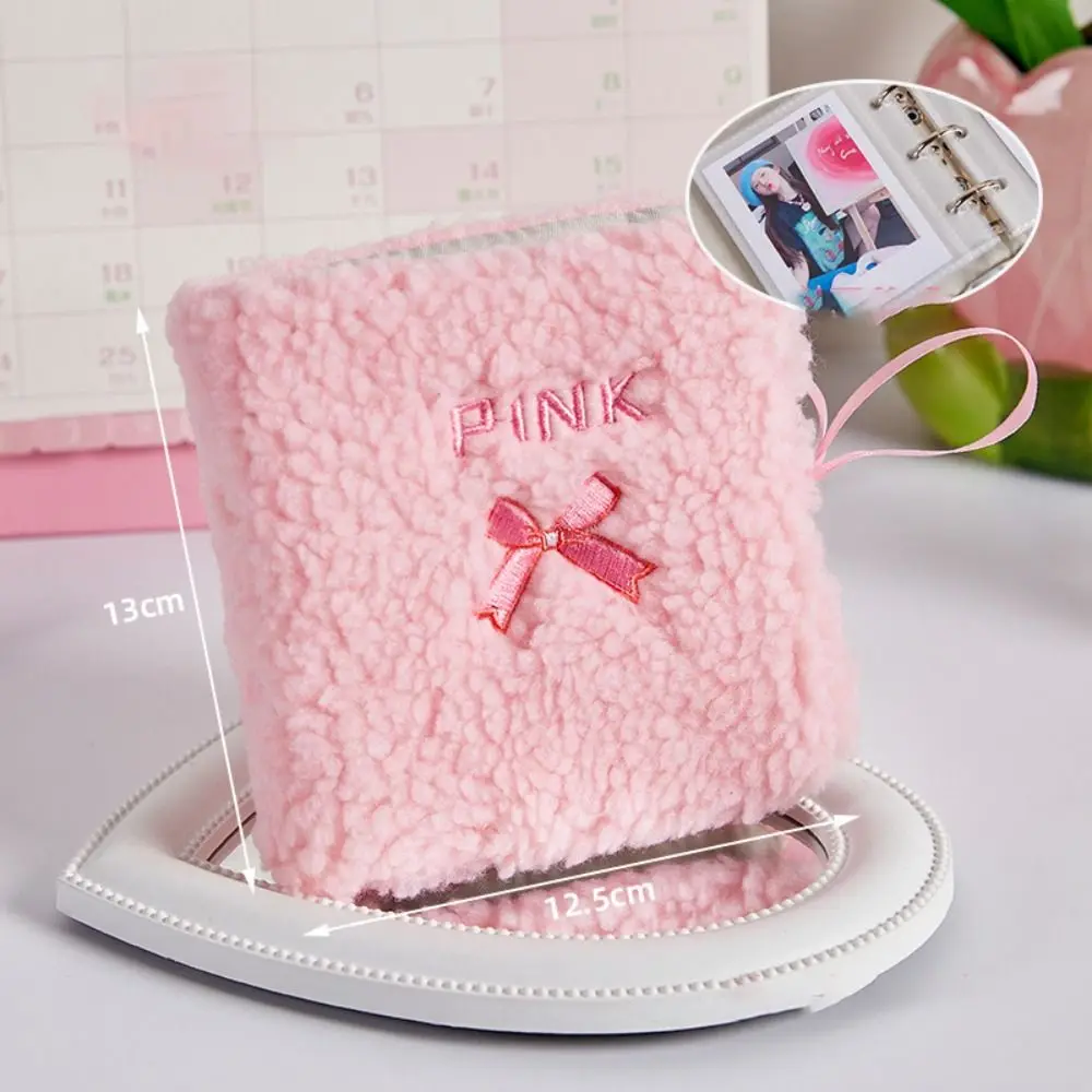 New Plush Photo Album Loose-leaf Binder Embroidery Bow Photo Card Holder Korea Style Picture Storage Photo Card Binder