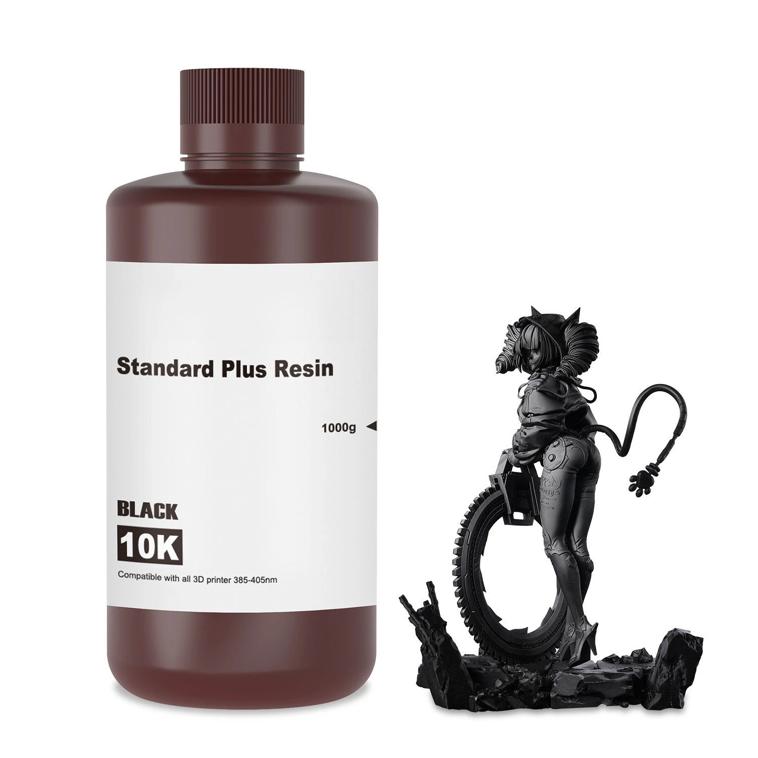 1KG Black Rigid & Tough Light Curing Resin, Similar To Space-F French Black Wax Material for LCD DLP Printing