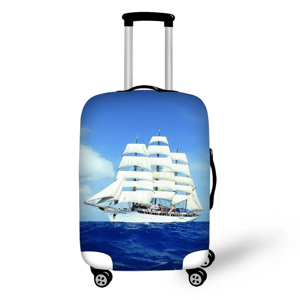 Sea ship sailboat print travel accessories suitcase protective covers 18-32 inch spandex luggage dust cover case stretchable