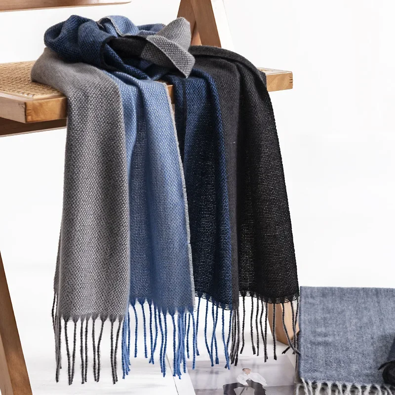 

Plaid Color Block Imitation Cashmere Scarf for Men Winter Fashion Commuting Neck Protection Scarves High-end Warm Extended Shawl