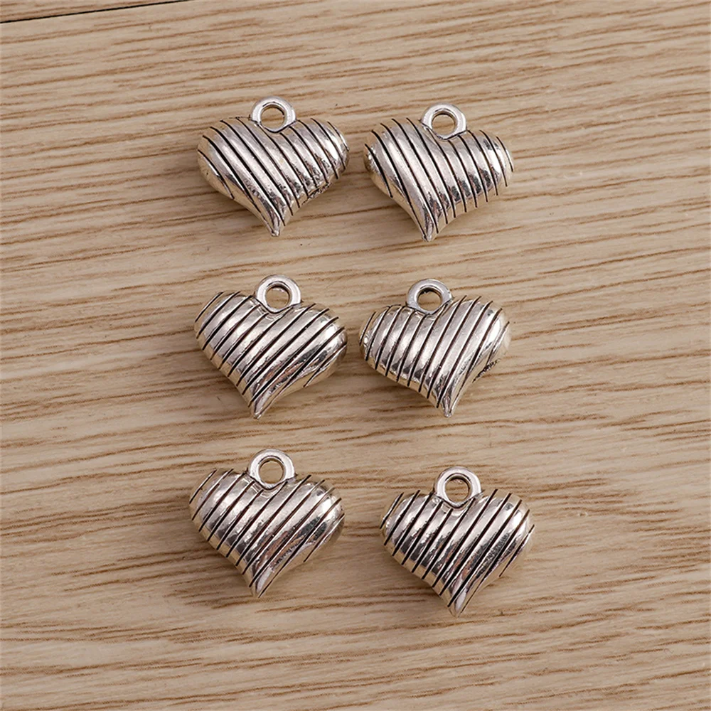 Tusember 10 Stück 13x13mm Legierung Antik-Silberfarbene Herzanhänger für Ohrringe, Halsketten, DIY-Schmuckherstellung, handgefertigte Bastelarbeiten – Detail 1