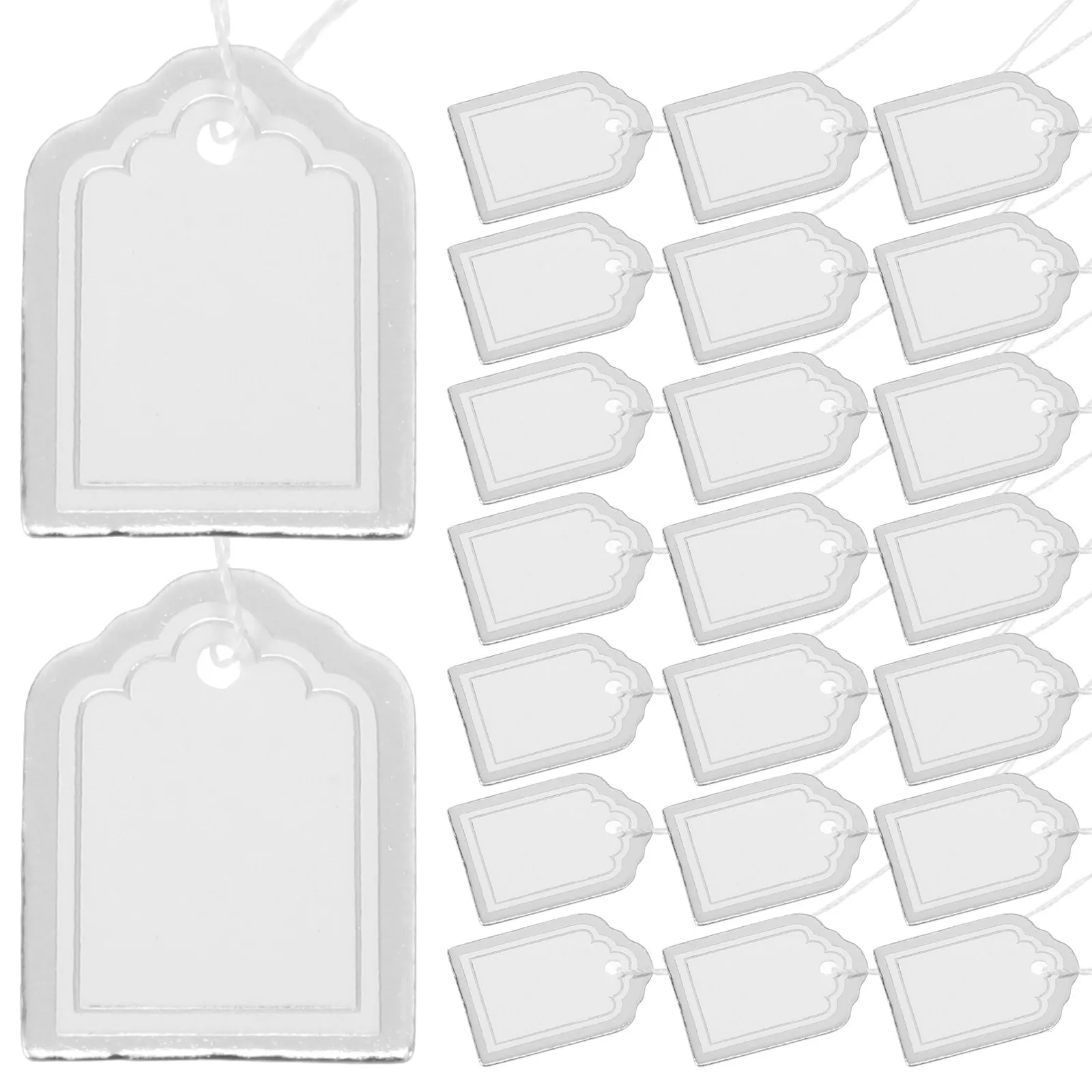 500Pcs Blank Fan Shaped White Paper Tags Writable Jewelry Price Labels Hanging String Merchandise Display Tags for Clothing