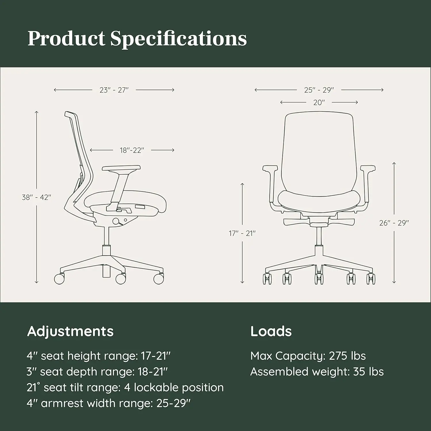 Branch Ergonomic Chair - A Versatile Desk Chair with Adjustable Lumbar Support, Breathable Mesh Backrest, and Smooth Wheels - Ex