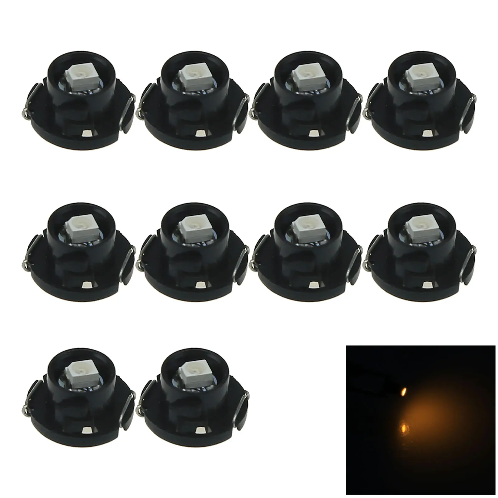 10x Yellow AUTO T4.7 Lamp NEO Dash Twist Socket HVAC Panel Light 1 Emitters 1210 SMD LED 79607-SHJ-S01 N201-Y