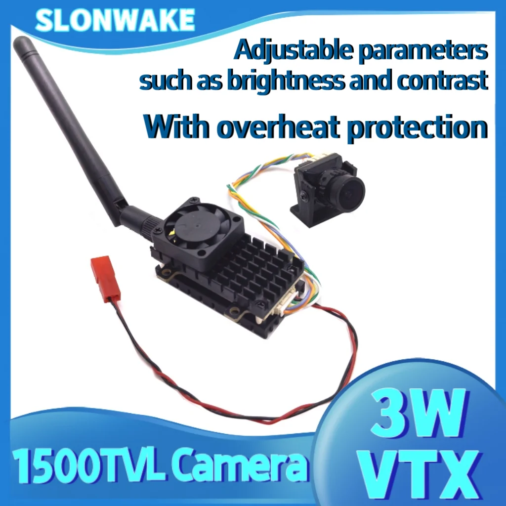 SLONWAKE 5.8G 3000mW Power Video VTX Transmitter With a B19 1500TVL 2.1mm lens Camera，suitable for the UAV remote control car.