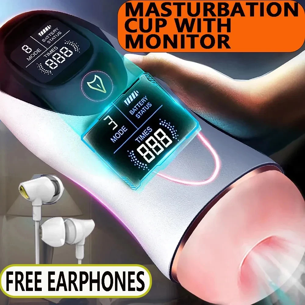 Male Masturbator Automatic Sucking Blowjob Masturbator Cup Penis Pump Vibrator Real Vaginal Blowjob Pussy Sex Toys for Men 18