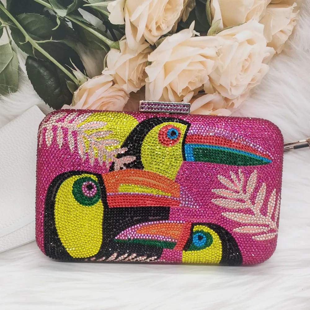 Chaliwini Toucan Diamonds Evening Handbags For Women  Luxury Designer Shiny Rhinestone Small Clutch Purse Ladies Fashio 196