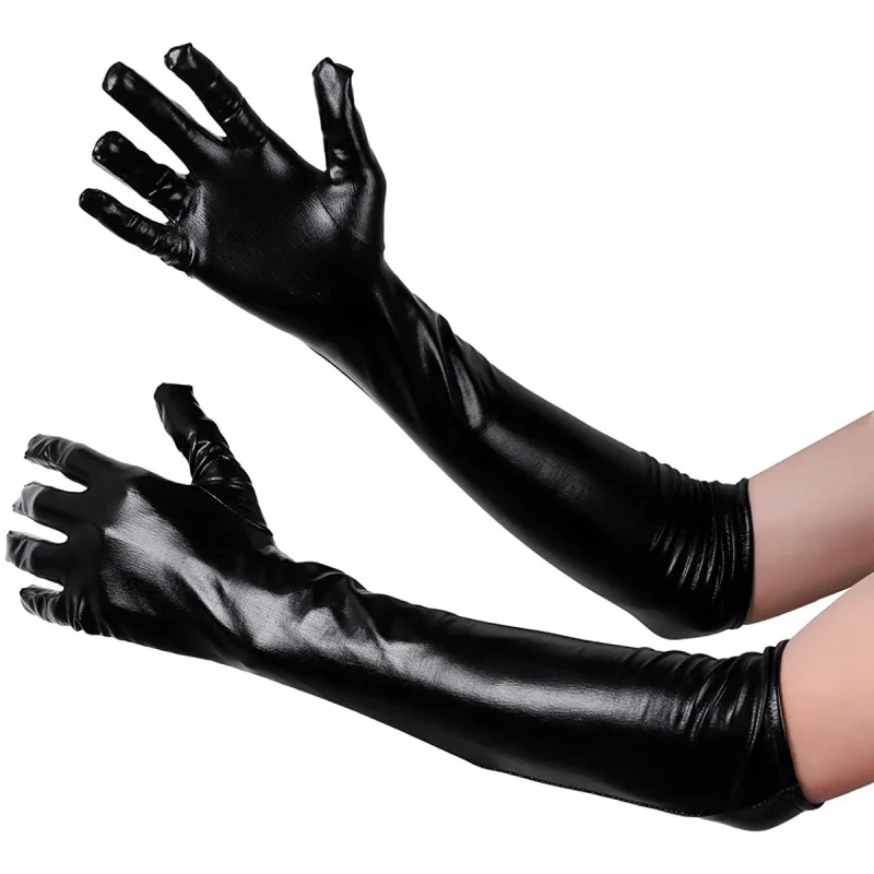 

45CM Sexy Patent Leather Long Cosplay Solid Tight DS Pole Dancing Stage Performance Women's Gloves Multicolor Halloween