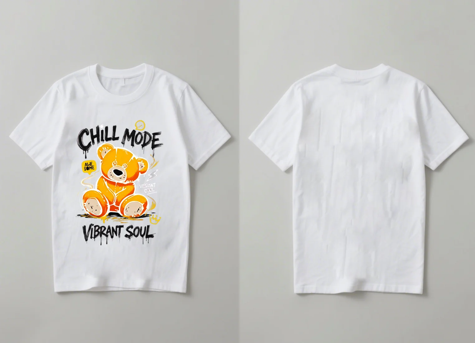 เสื้อยืดแขนสั้นพิมพ์ลายหมีน่ารักแฟชั่นล่าสุดปี 2025 เสื้อคอกลมลำลองสำหรับทั้งชายและหญิง