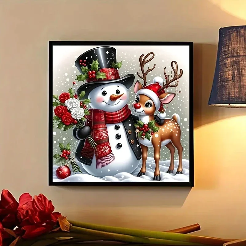 2D Flat Christmas Snowman Reindeer Car Stickers Waterproof for Auto Windows Motorcycle Refrigerators Universal Vinyl Decals
