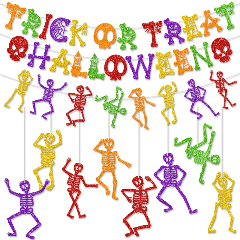 New Creative Halloween Skeleton Decoration Banner Ghost Party Background Flag DIY
