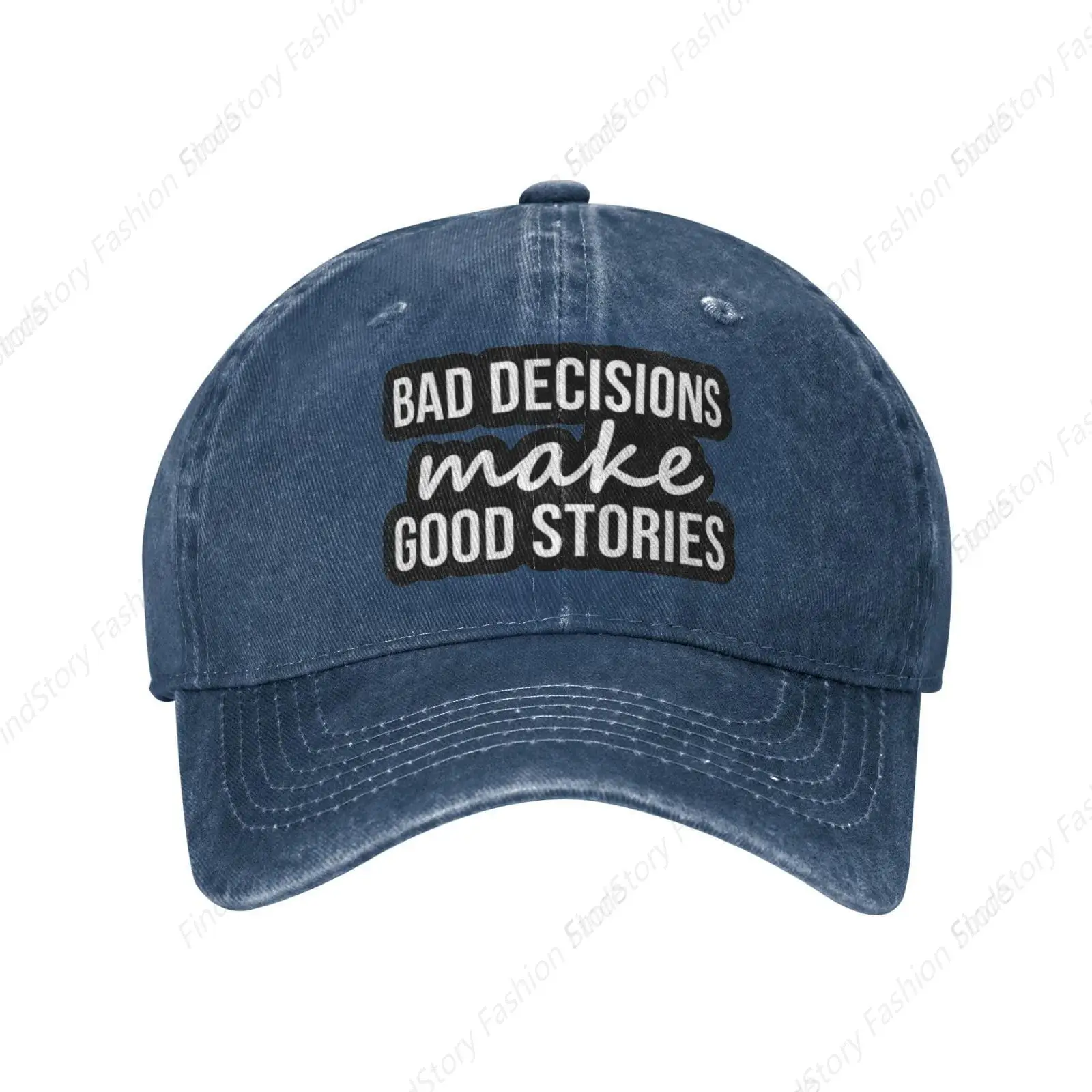 Bad Decisions Make Good Stories Baseball Cap Unisex Vintage Trucker Denim Hat Adjustable Cowboy for Men Women Casual Hip-hop