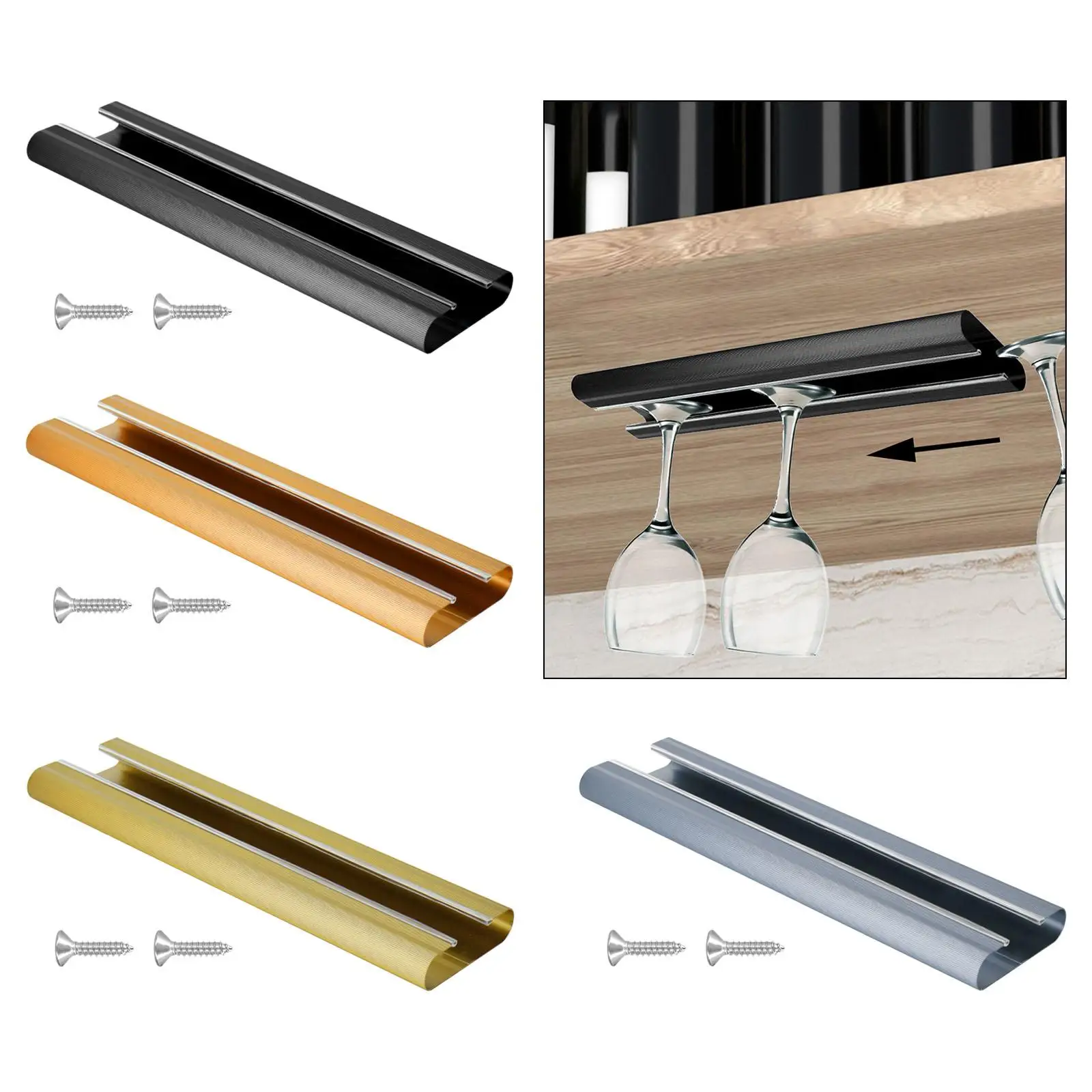 

Wine Glass Holder,Hanging Wine Glass Rack Kitchenware Stemware Rack Storage for under Cabinet Restaurants under Shelf Kitchen