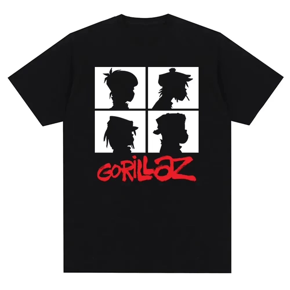 Band Gorillazs Punk Rock Print Pure Cotton T Shirt 90s Casual Fashion Short Sleeve Plus Size 100% Cotton T Shirt Unisex Cotton T