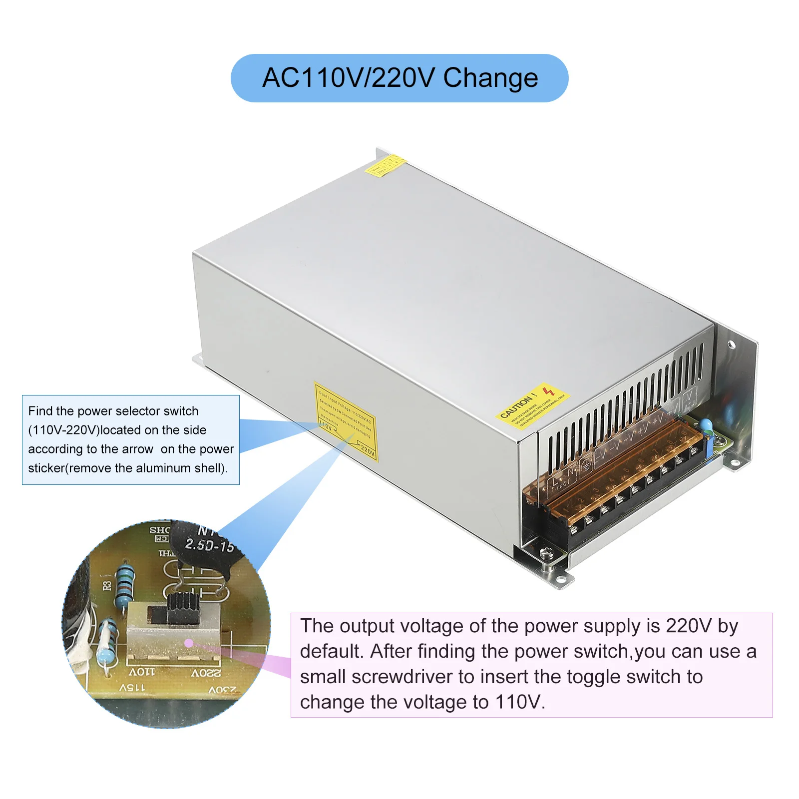 Switching Power Supply 24V 33.3A 800W LED Driver Regulated Transformer Adapter Converter AC110V/220V to DC24V Low Voltage Output