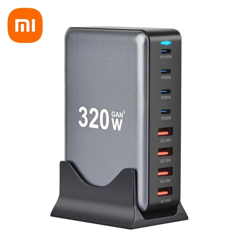 Xiaomi 320W USB Fast Desktop GaN Charger 8-port USB Type-C PD Charger Fast Charge 3.0 USB Type C Fast Charger for iPhone Samsung