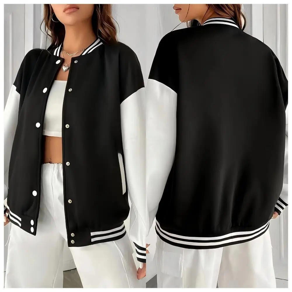 

Осенняя модная женская куртка 2024, однотонные базовые топы, уличная повседневная бейсбольная форма, индивидуальная уличная одежда унисекс