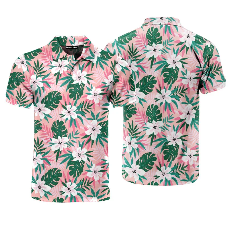 Bright 3D Print Vintage Polo Shirts for Men